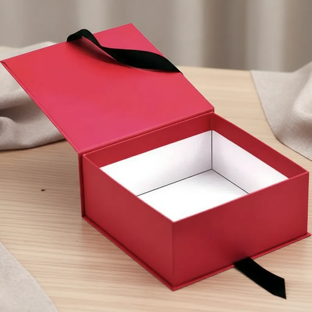 Hinged Rigid Box with Ribbon Tie Closure