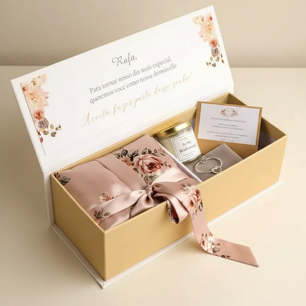 Dual-Compartment Rigid Box for Bridesmaid Proposals