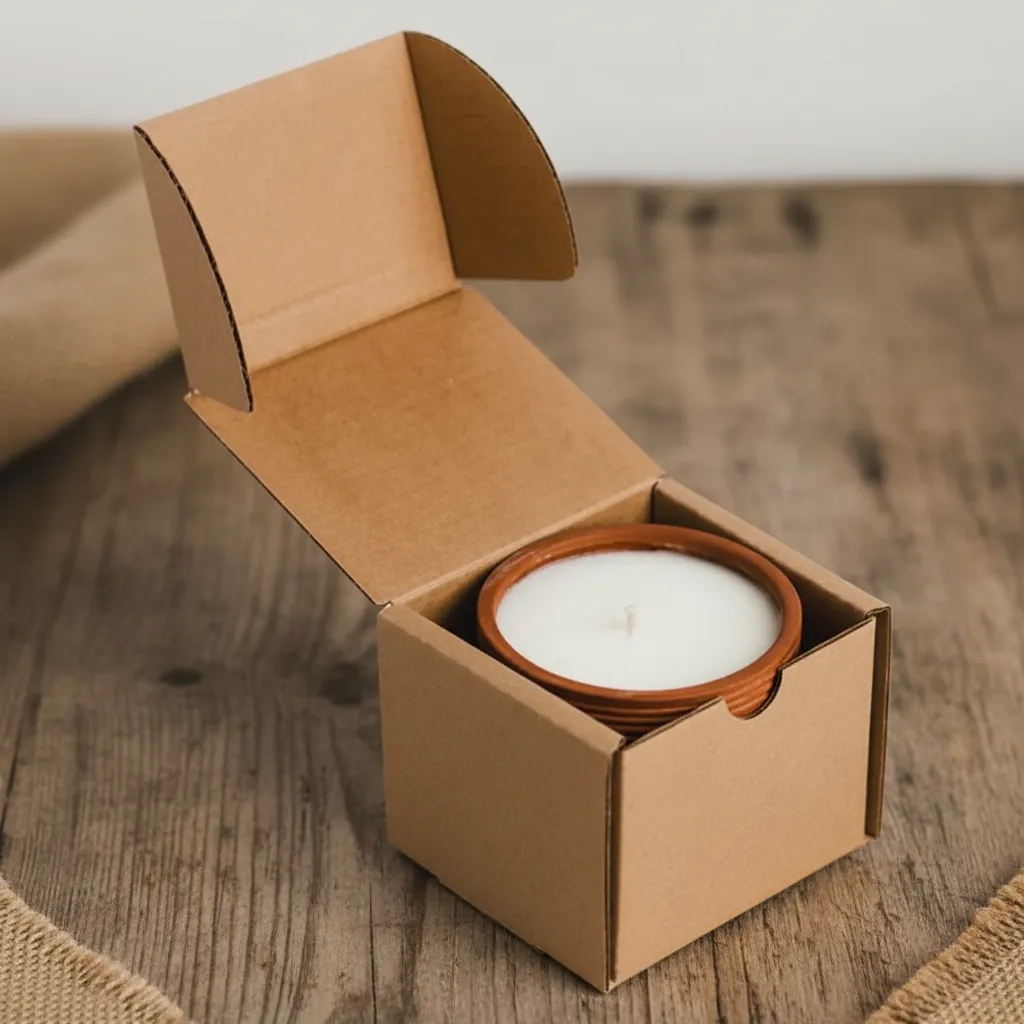 Kraft Corrugated Mailer Box with Thumb Notch for Candles 1