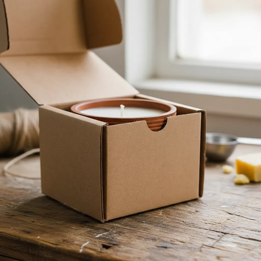 Kraft Corrugated Mailer Box with Thumb Notch for Candles 2