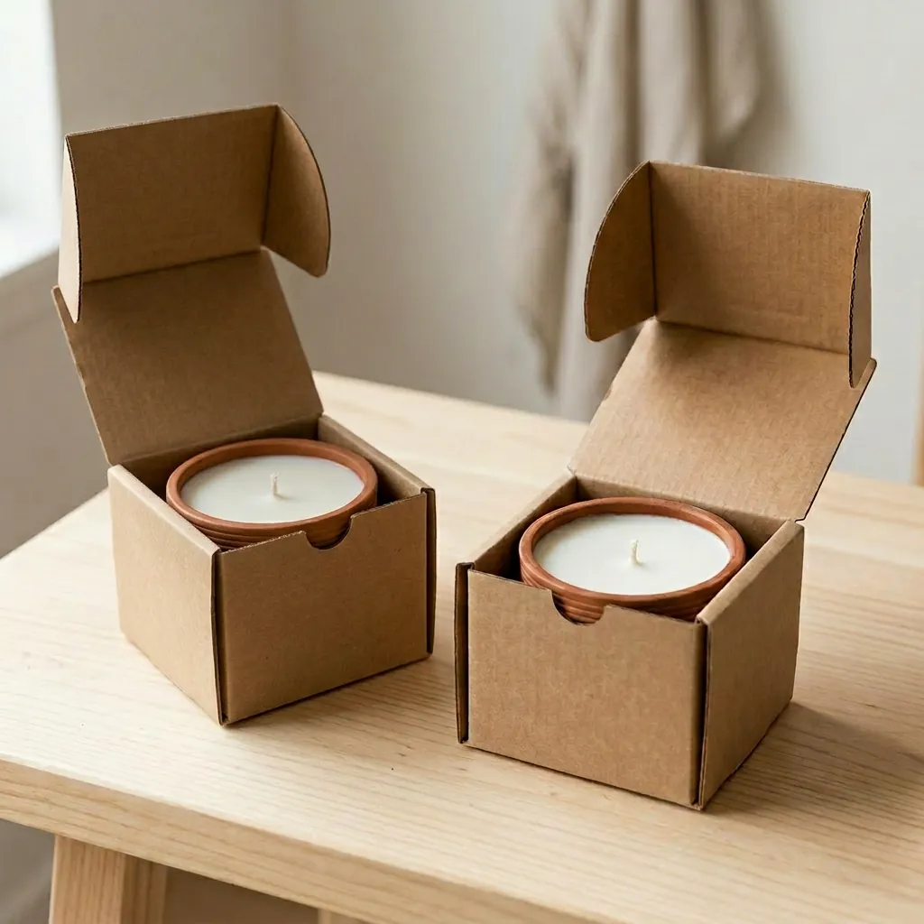 Kraft Corrugated Mailer Box with Thumb Notch for Candles 3