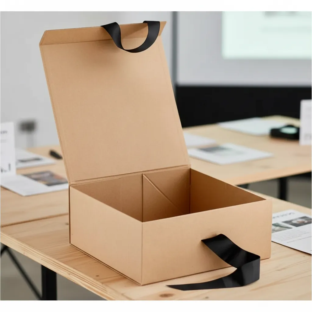 Collapsible Swag Box with Ribbon Tie Handles