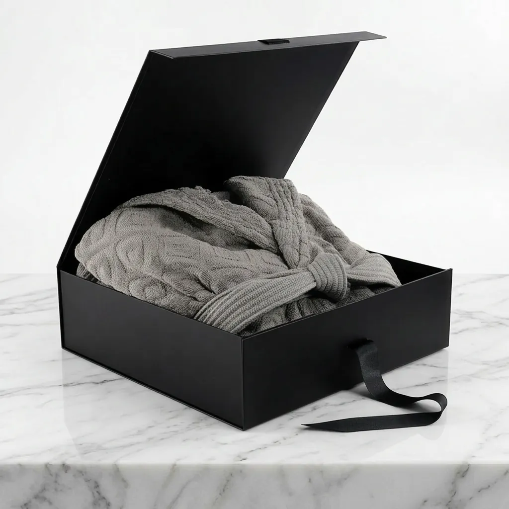 Black Magnetic Ribbon Box for Apparel