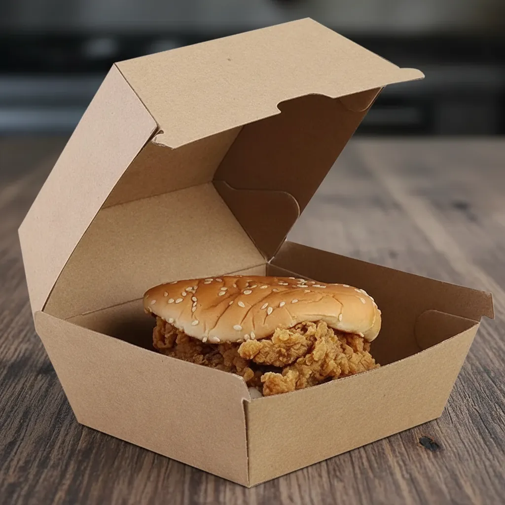 Custom Kraft Clamshell Box for Burgers 1