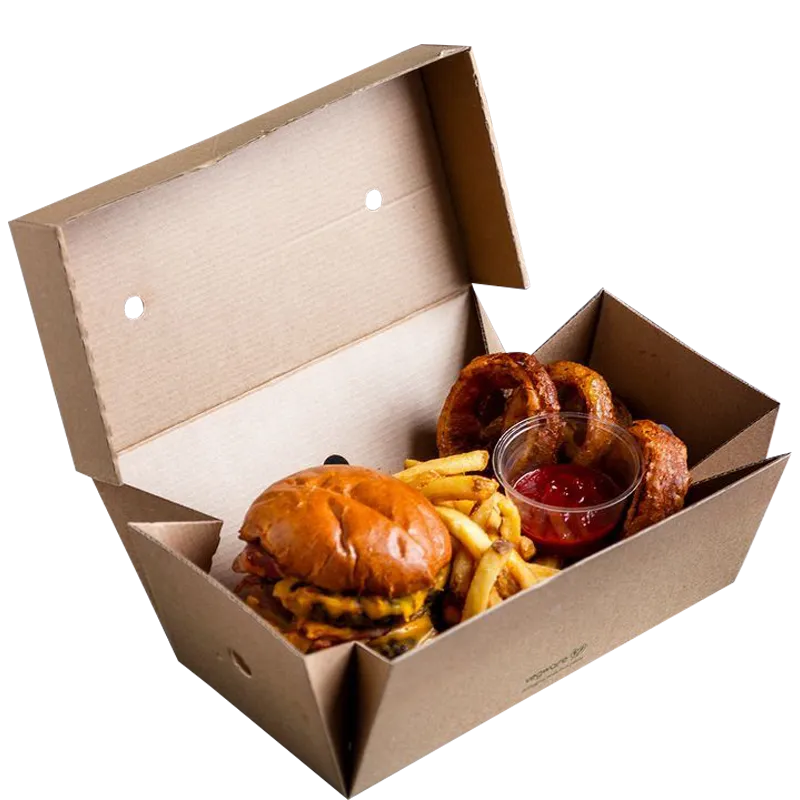 Kraft Clamshell Box with Ventilation Holes
