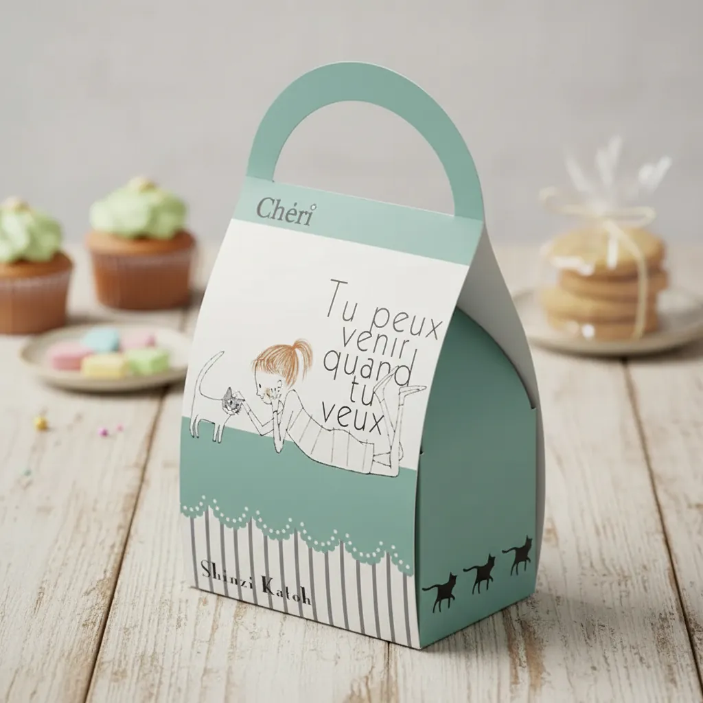 Printed Gift Gable Box with Curved Handle 1