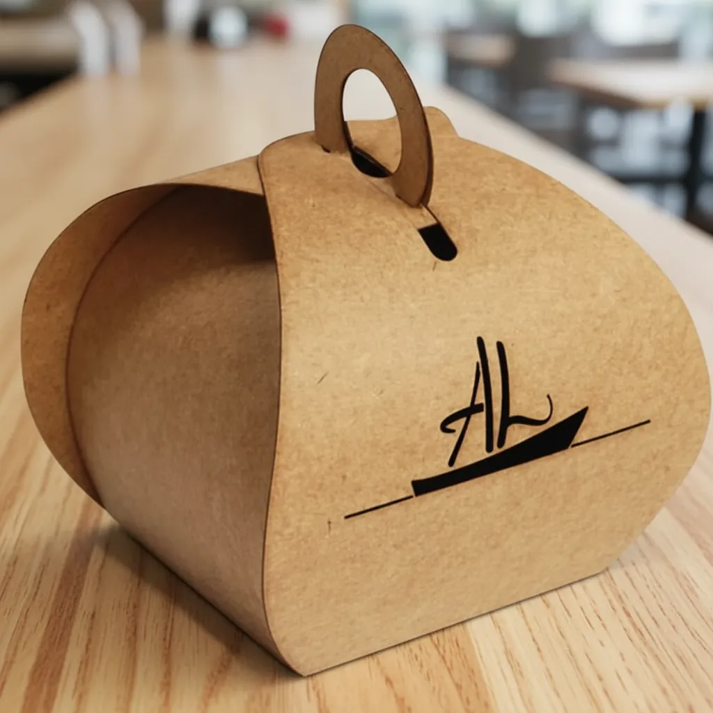 Natural Kraft Gable Box with Round Handle 1