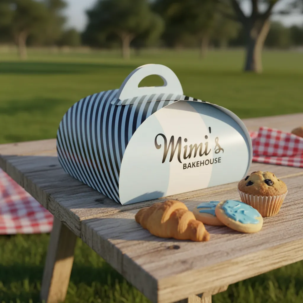 Striped Bakery Gable Box with Handle 3