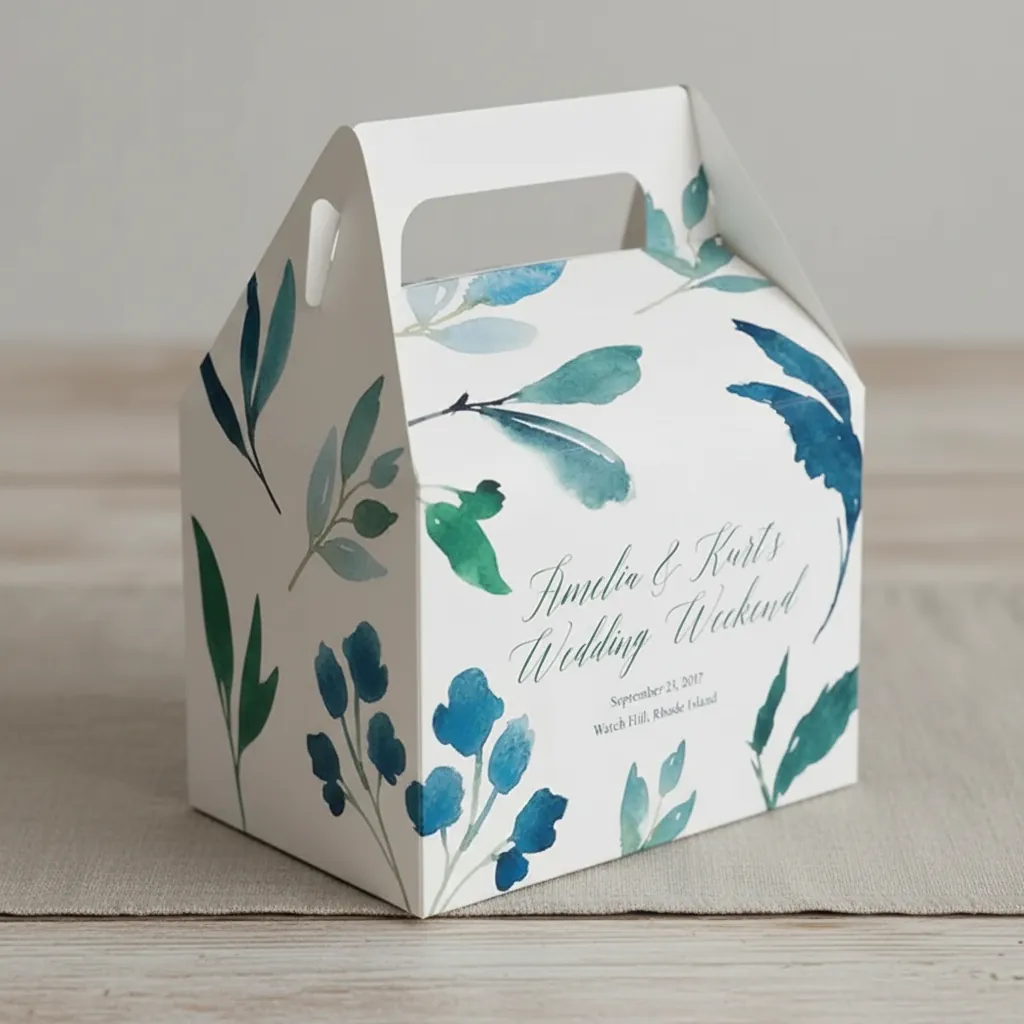 Wedding Favor Gable Box with Floral Design 1