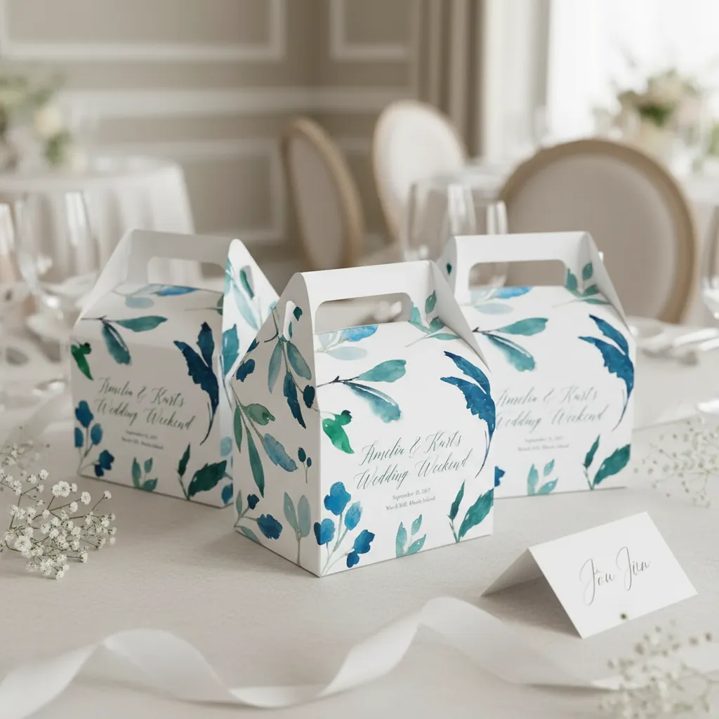 Wedding Favor Gable Box with Floral Design 3