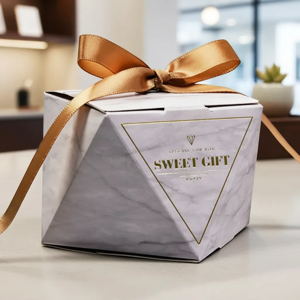 Custom Pyramid Marble Gift Box for Boutiques 1