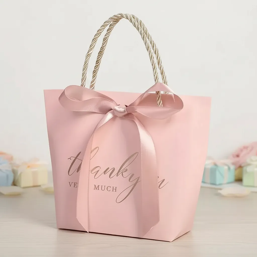 Custom Pink Rope Handle Gift Bag for 1