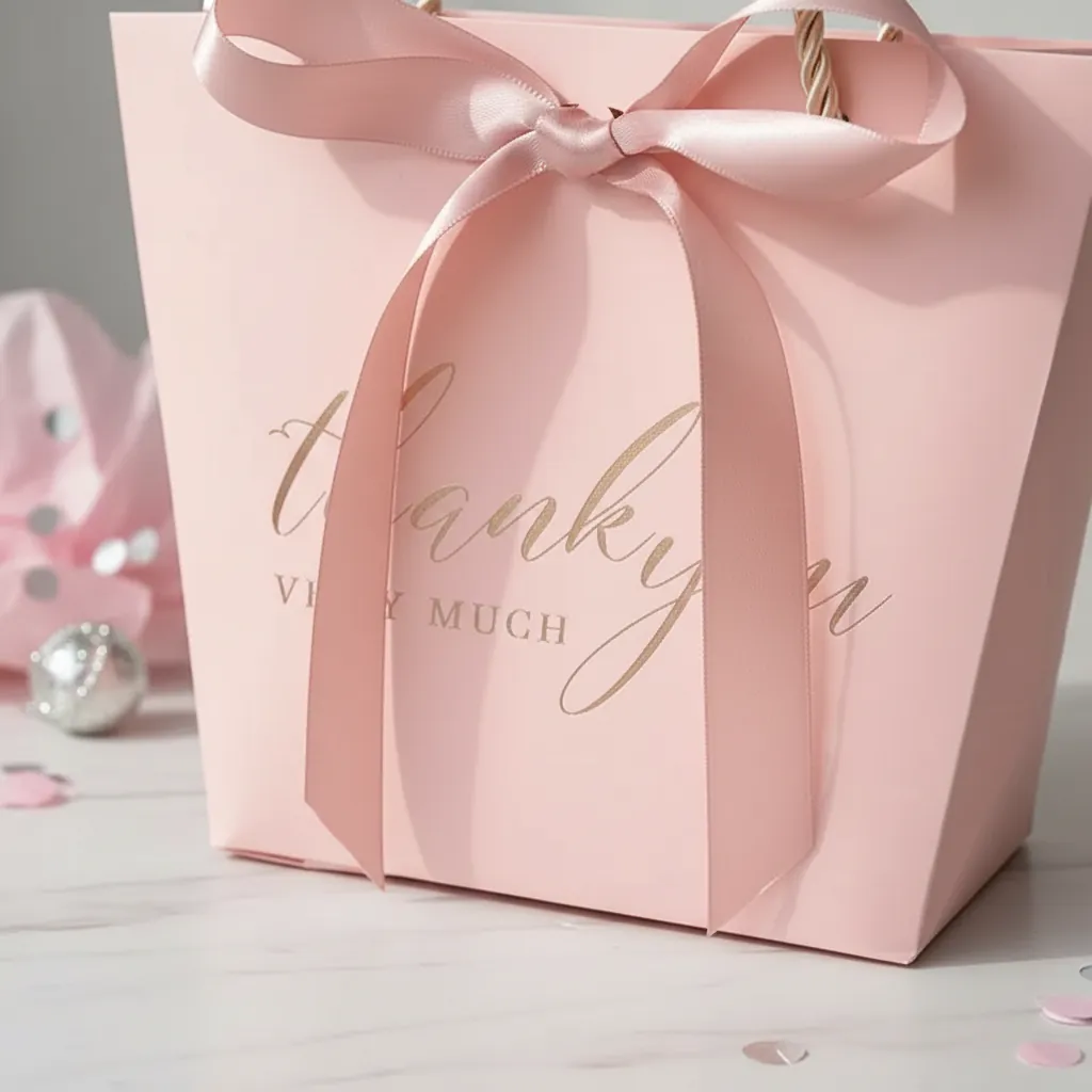 Custom Pink Rope Handle Gift Bag for 2