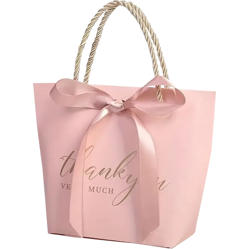 Custom Pink Rope Handle Gift Bag for