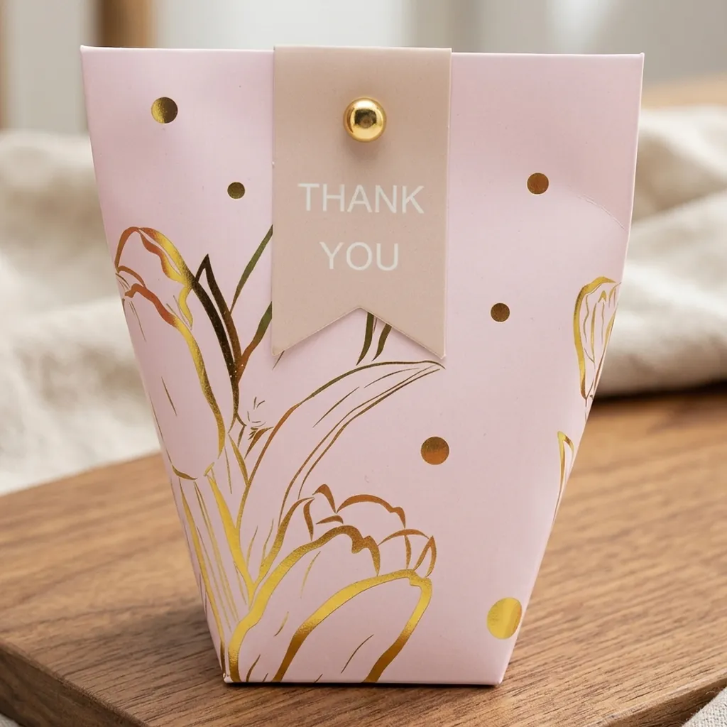 Custom Pink Pouch Box with Ribbon Tie