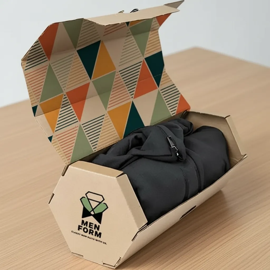 Custom Kraft Hexagon Mailer Box for Apparel 1