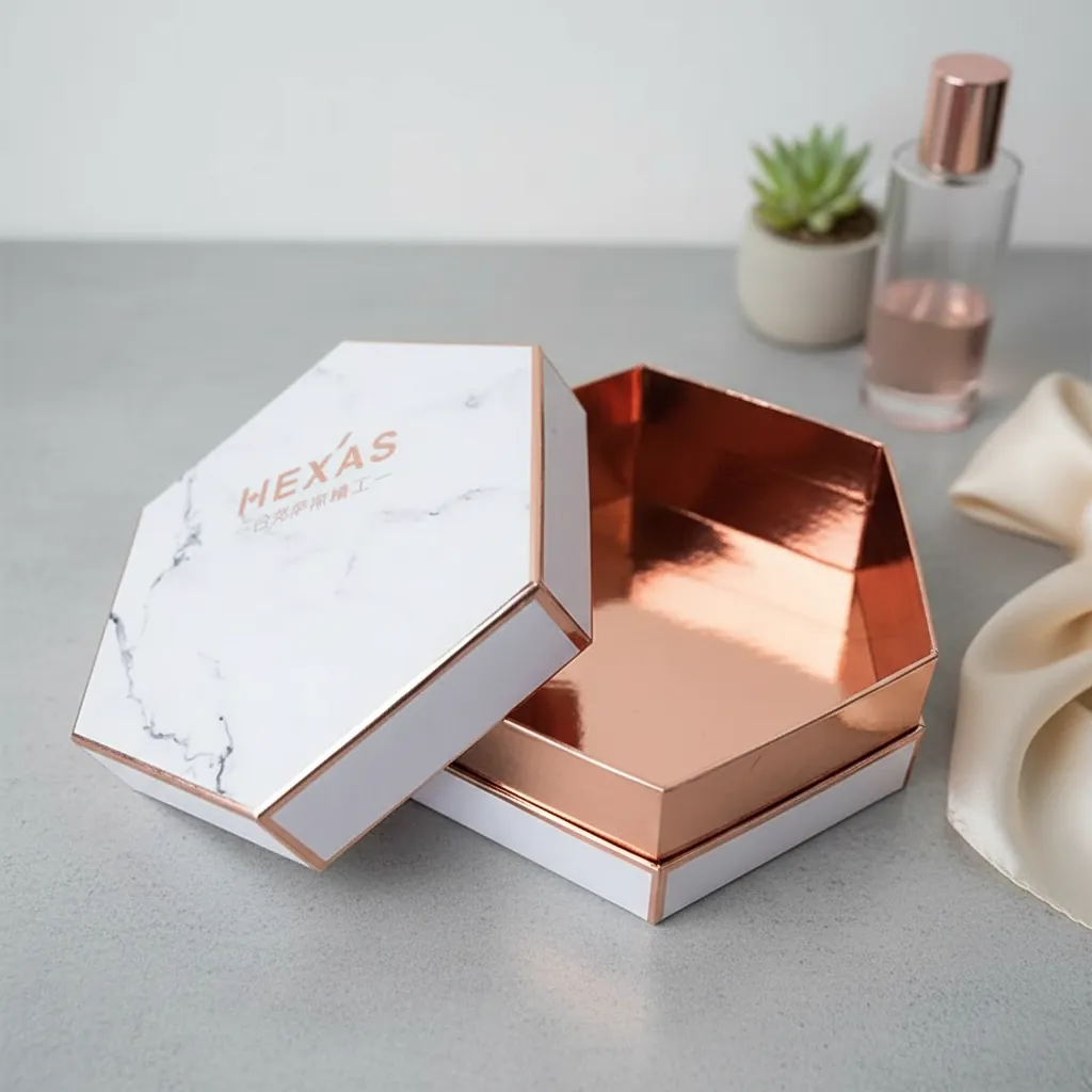 Custom Marble Hexagon Rigid Box for Cosmetics 1