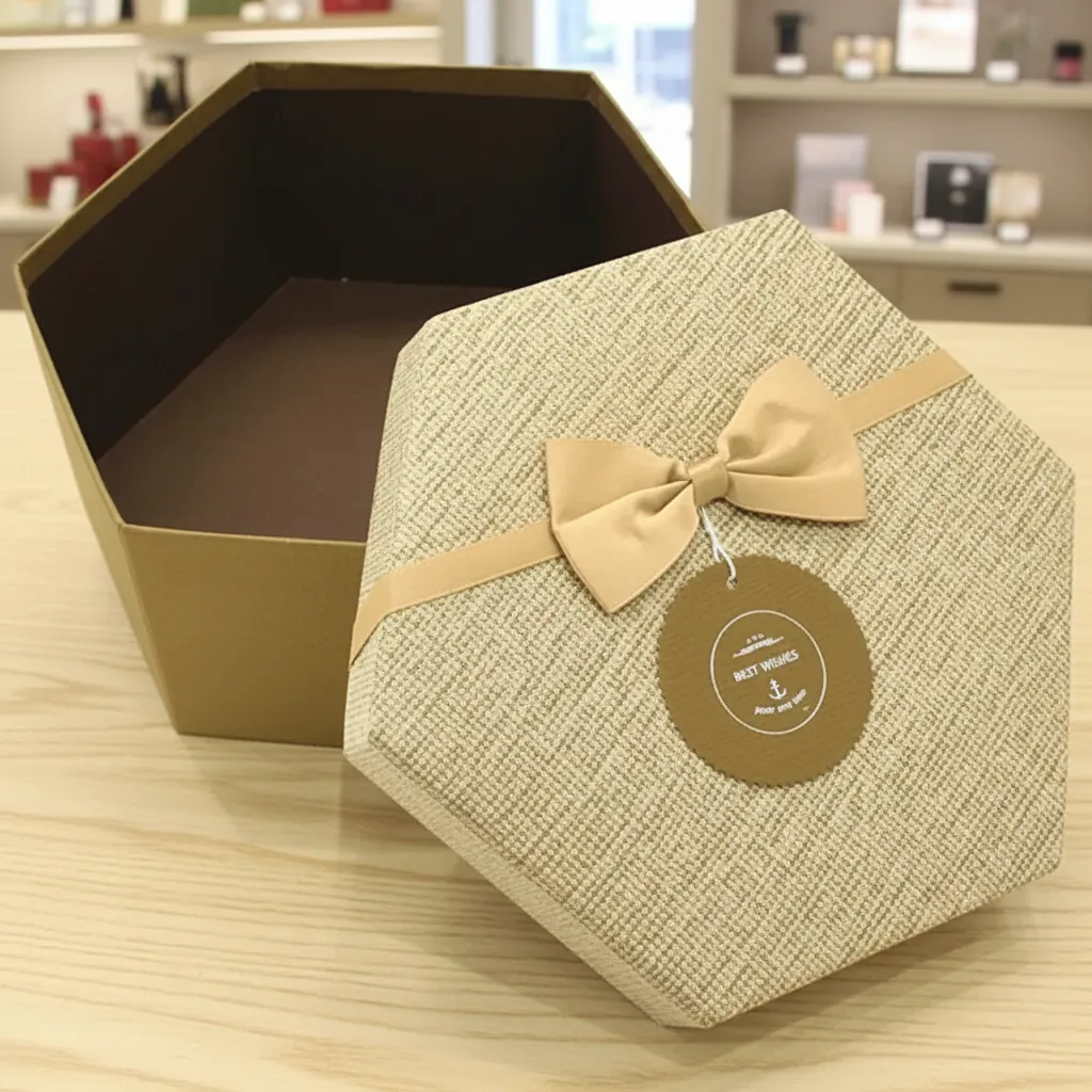 Custom Hexagon Rigid Box with Bow Tie 1