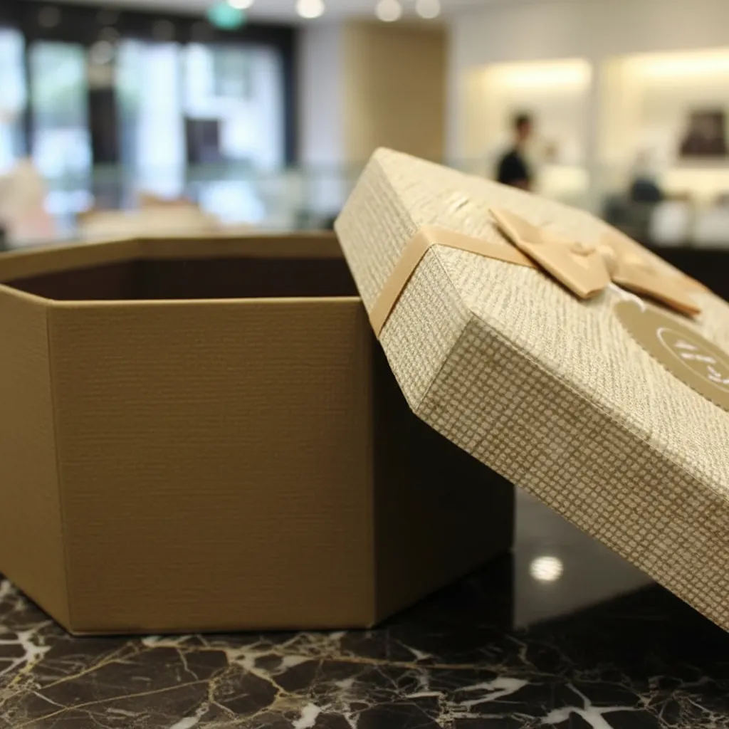 Custom Hexagon Rigid Box with Bow Tie 2