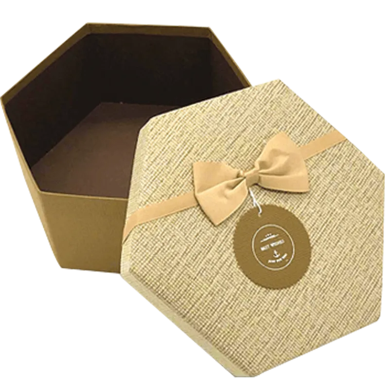 Custom Hexagon Rigid Box with Bow Tie