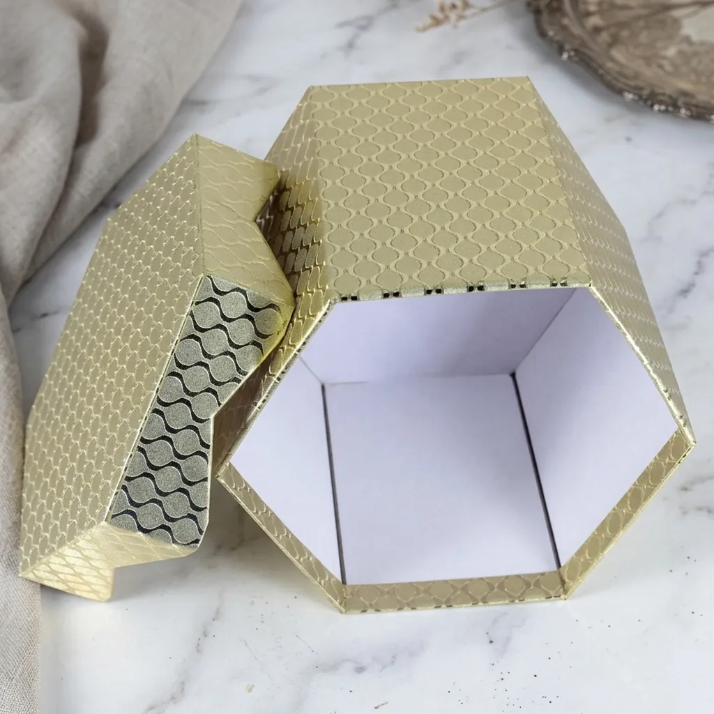 Custom Textured Hexagon Rigid Gift Box 1