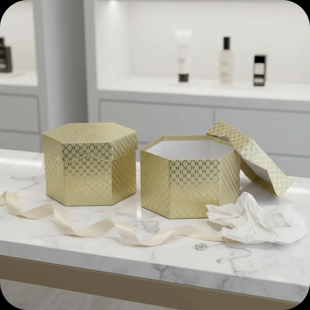 Custom Textured Hexagon Rigid Gift Box 3