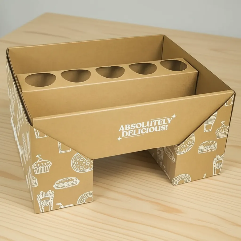 Custom Kraft Corrugated Cup Carrier Tray 1
