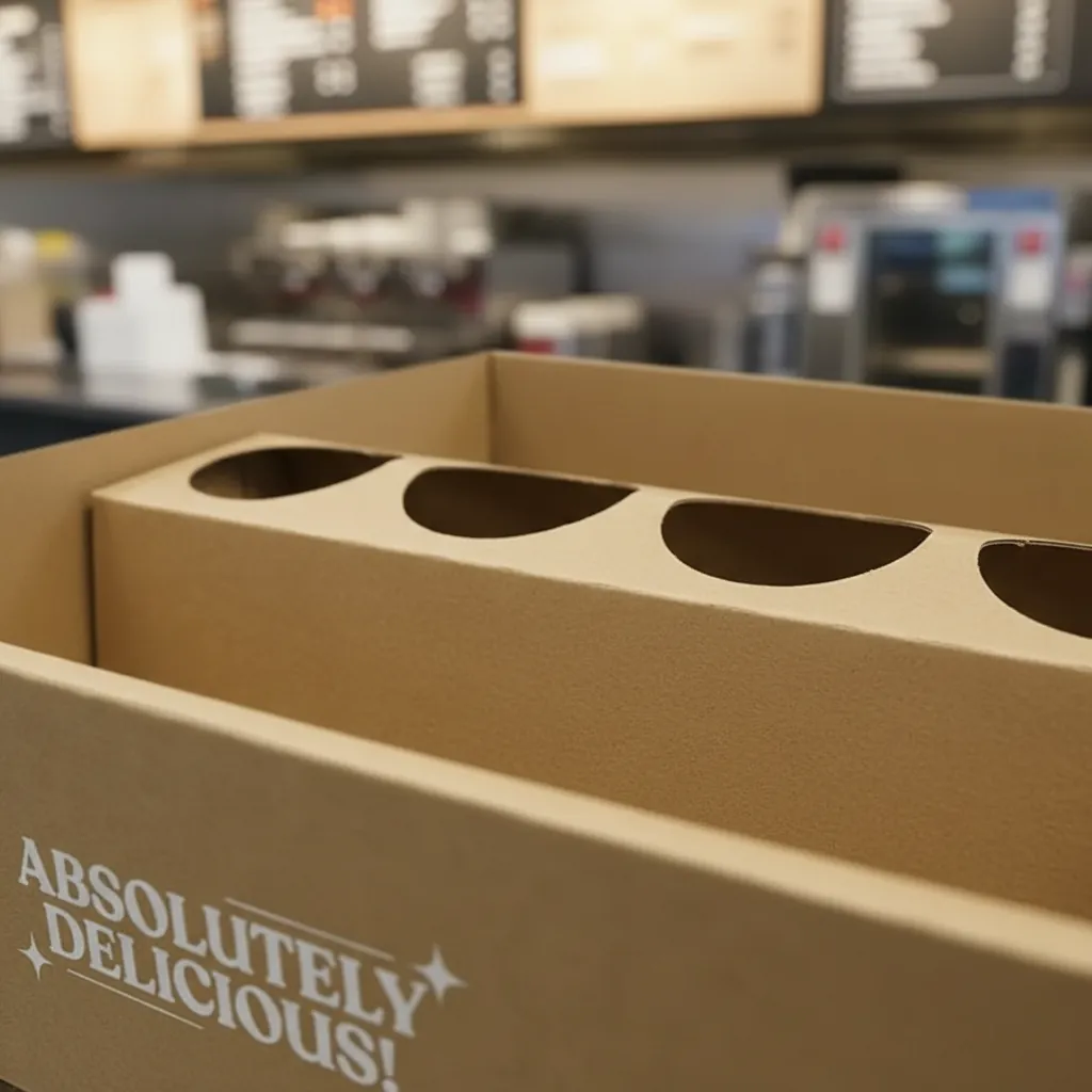 Custom Kraft Corrugated Cup Carrier Tray 2