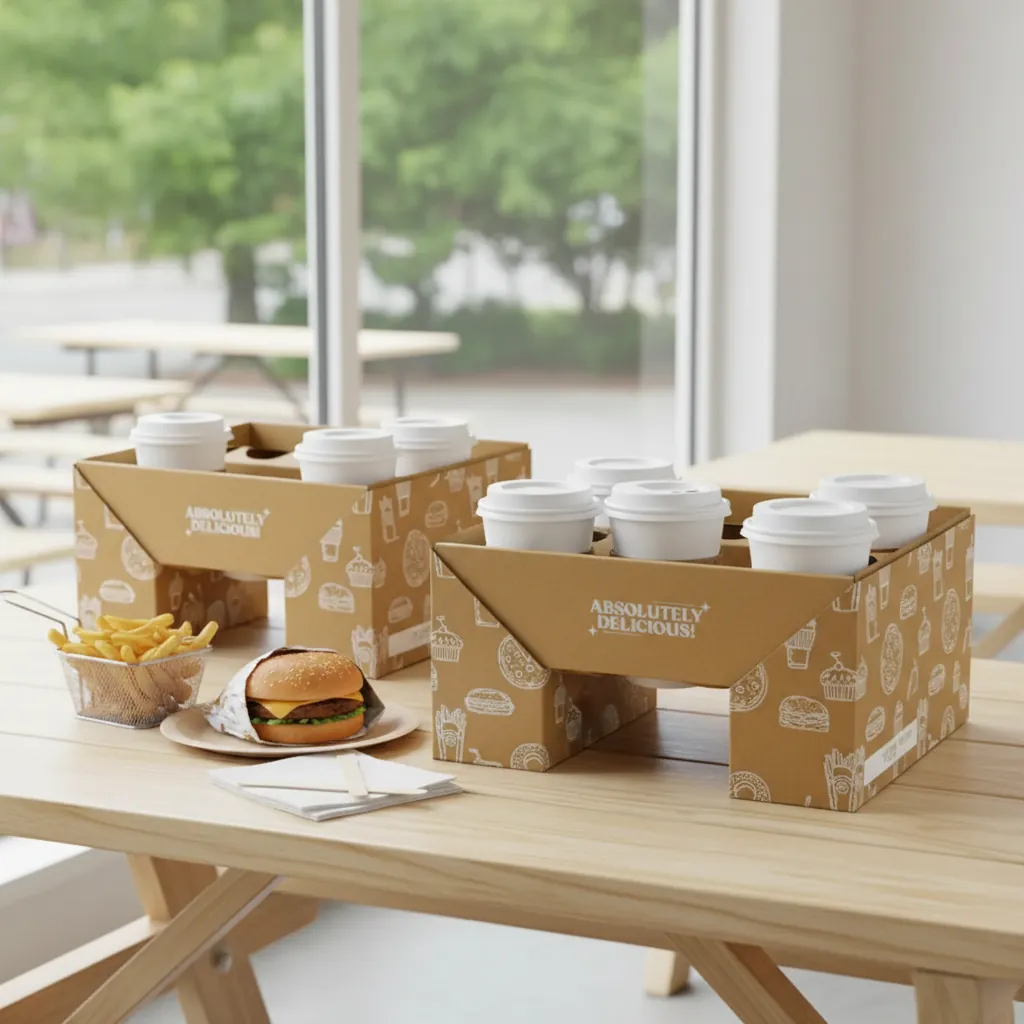 Custom Kraft Corrugated Cup Carrier Tray 3