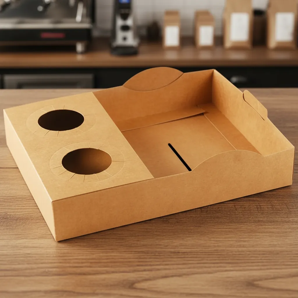 Custom Kraft Takeaway Tray with Cup Holders 1