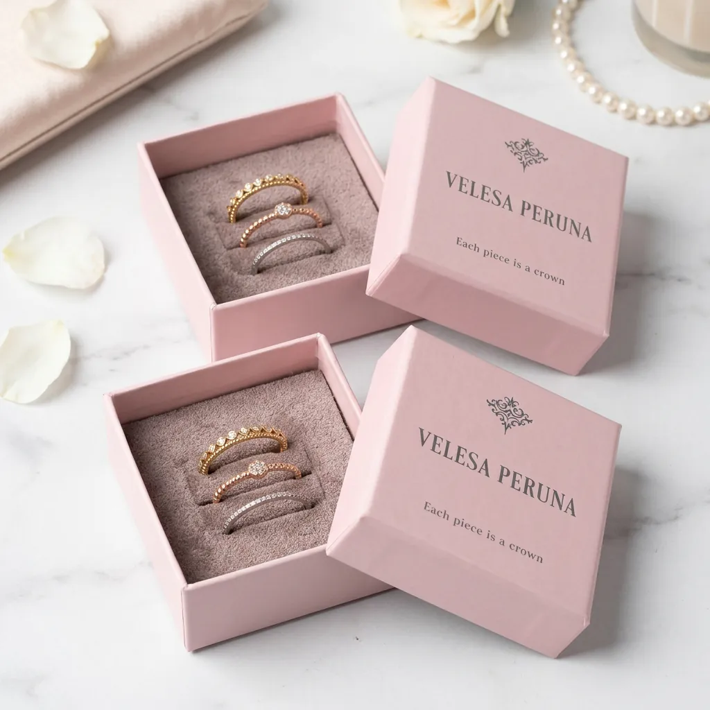 Two-Piece Rigid Ring Box with Suede Insert 3