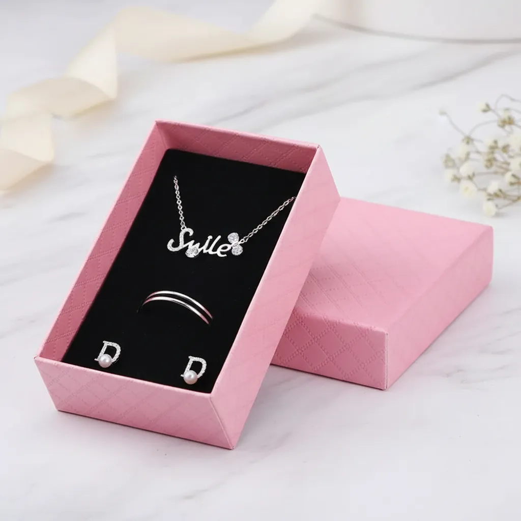 Embossed Textured Two-Piece Jewelry Set Box 1