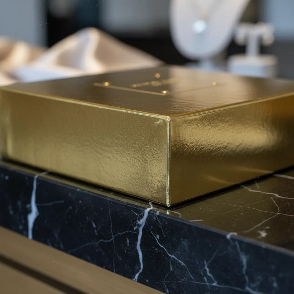 Metallic Gold Wrap Two-Piece Rigid Box 2