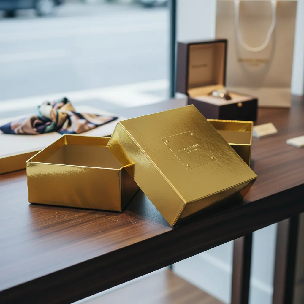 Metallic Gold Wrap Two-Piece Rigid Box 3