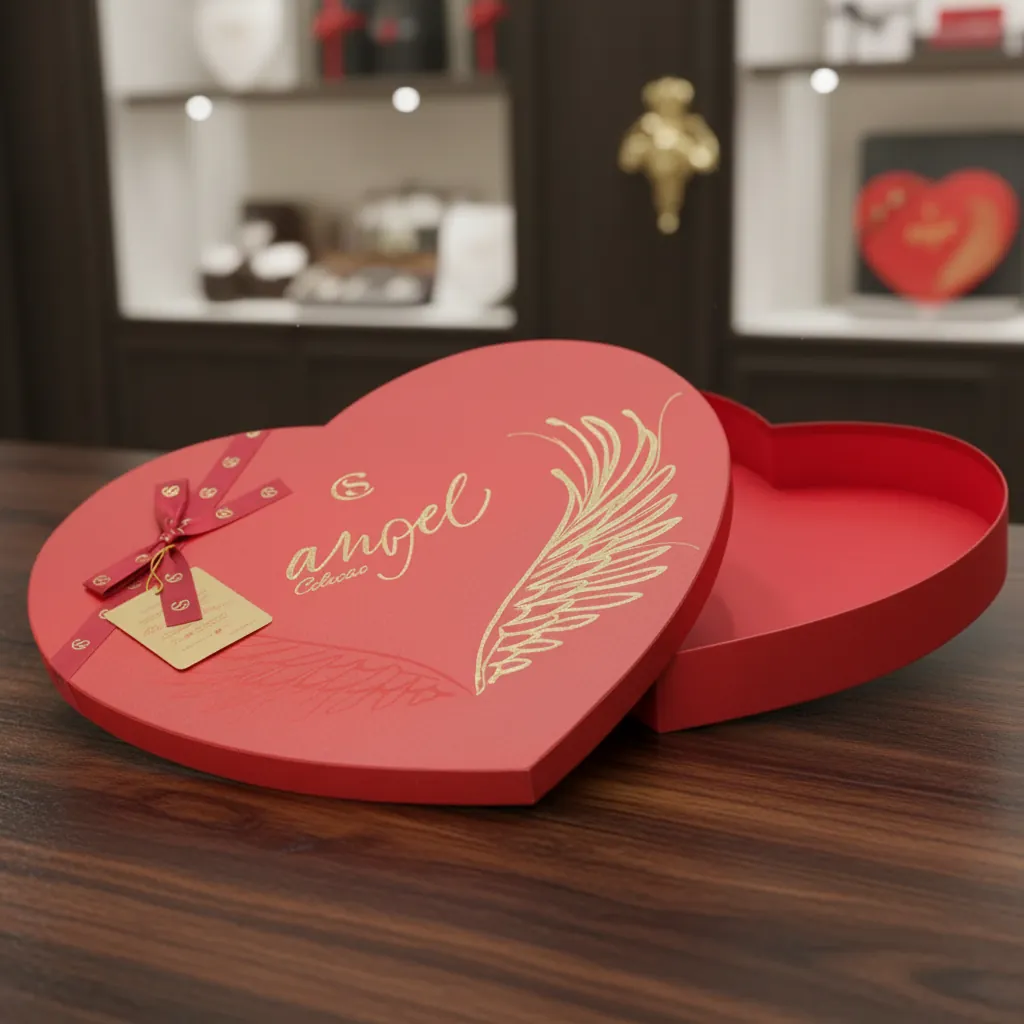 Custom Red Heart-Shaped Rigid Gift Box 1