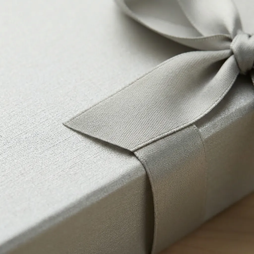 Textured Pearl Magnetic Rigid Gift Box with Ribbon 2