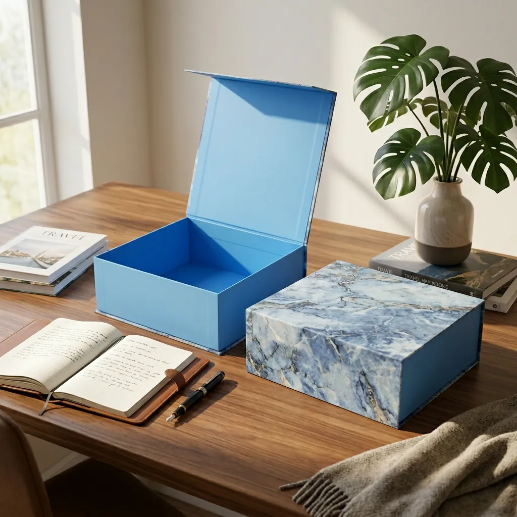 Solid Blue Minimalist Magnetic Rigid Box 3