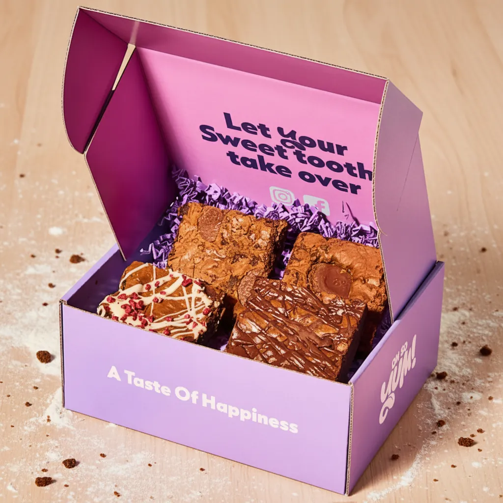 Custom Purple Corrugated Brownie Mailer Box 1