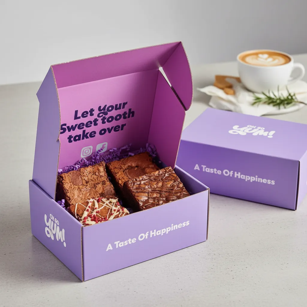 Custom Purple Corrugated Brownie Mailer Box 3