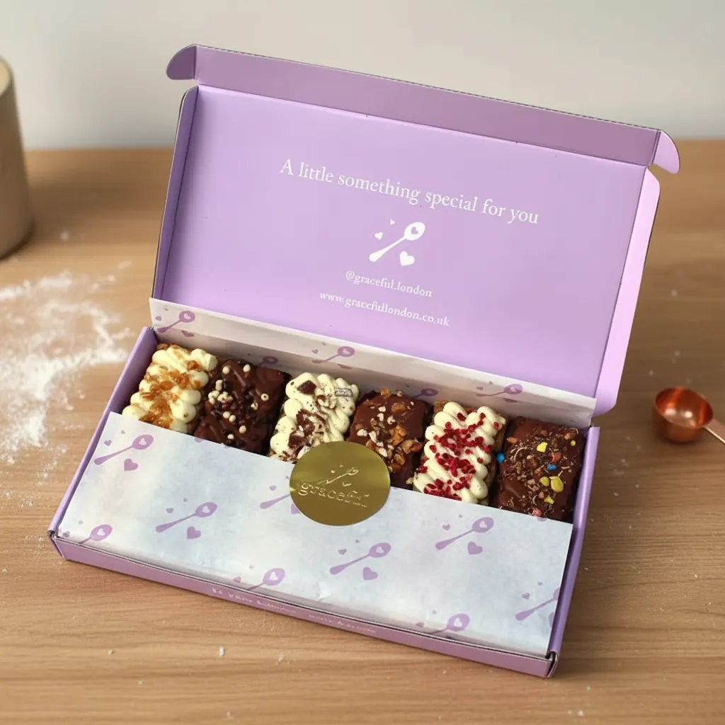 Custom Purple Printed Bakery Treat Mailer Box 1