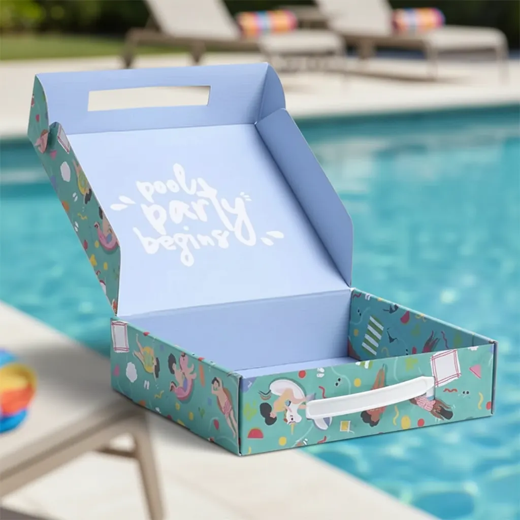 Custom Pool Party Printed Corrugated Mailer Box 1