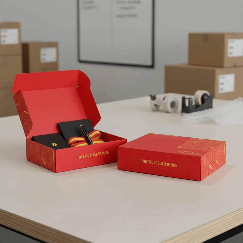 Custom Red Virtual Event Corrugated Swag Mailer 3