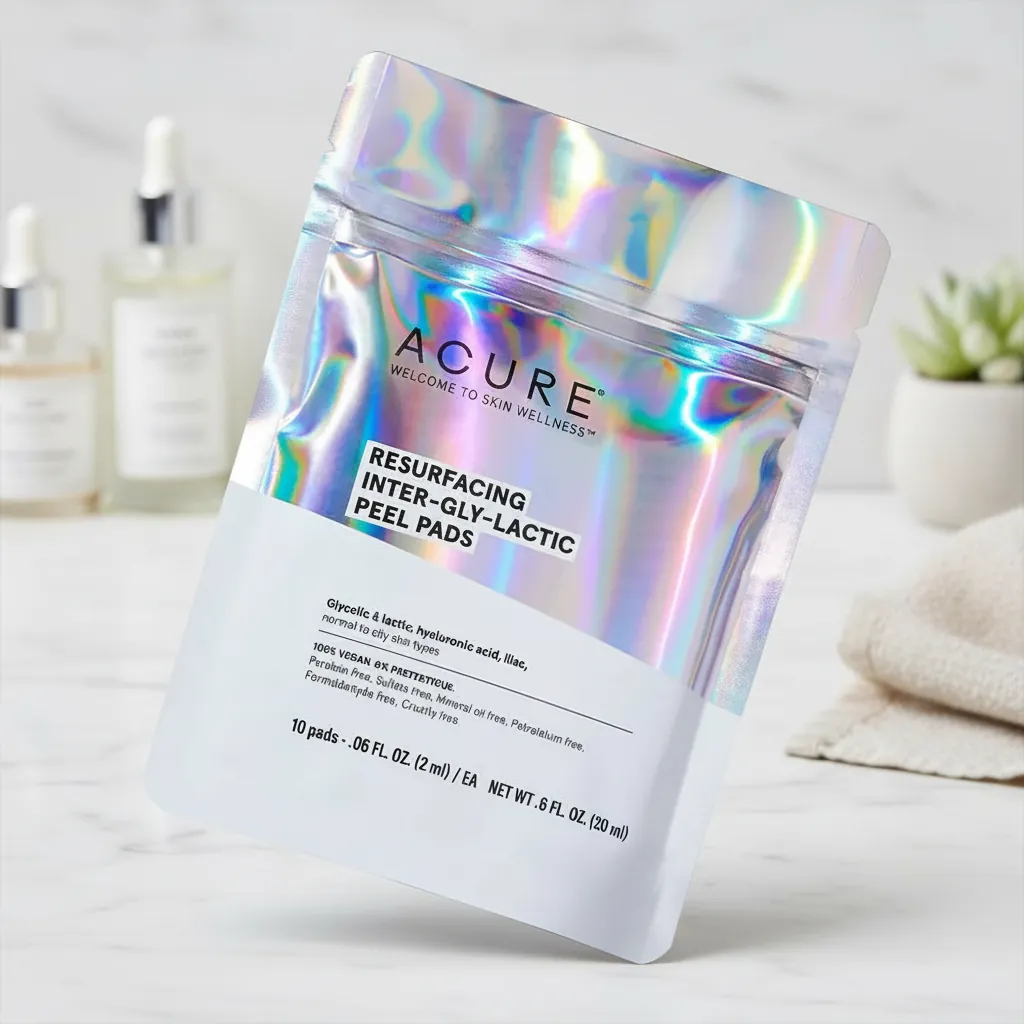 Holographic Flat Mylar Pouch for Skincare Pads