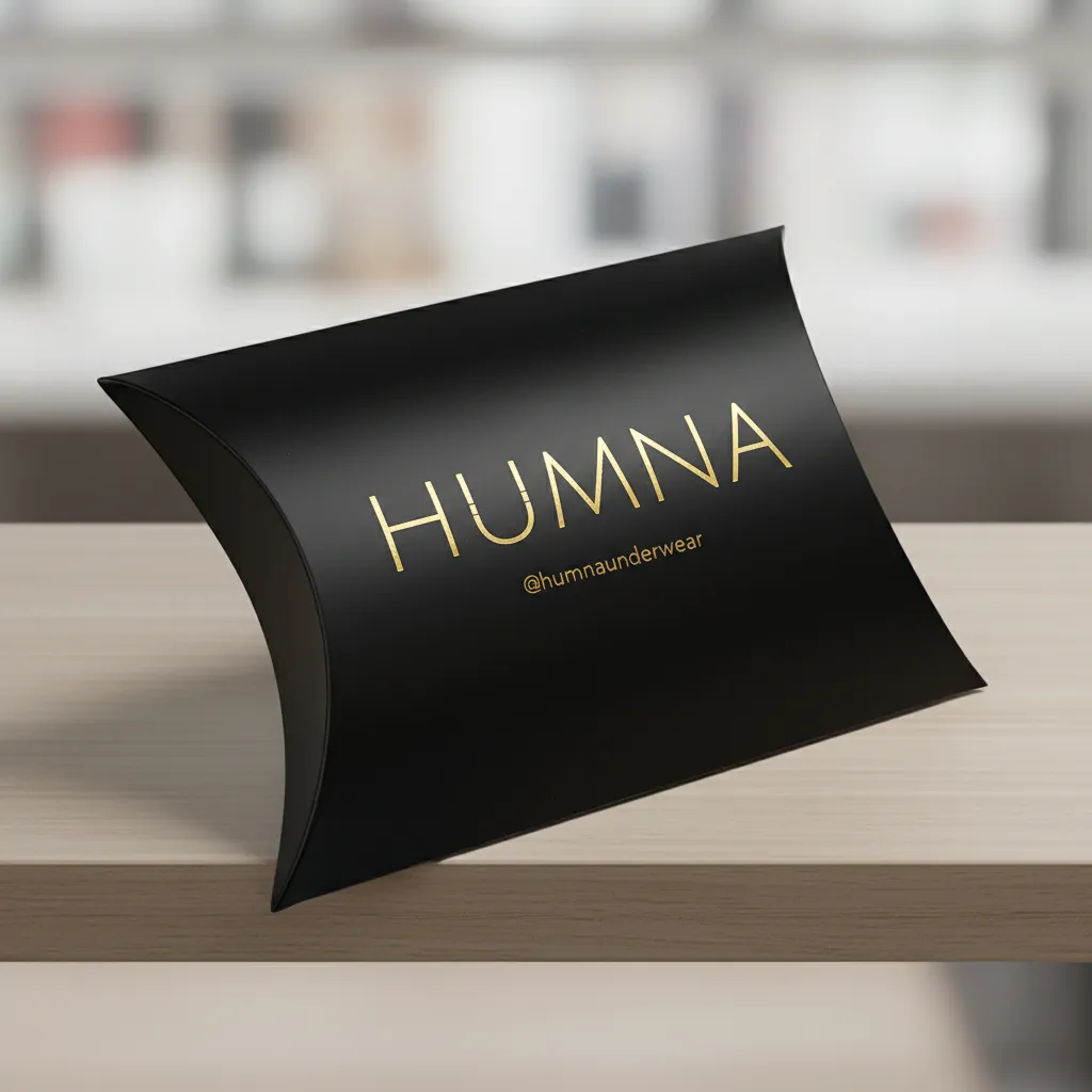 Matte Black Gold Foil Pillow Box