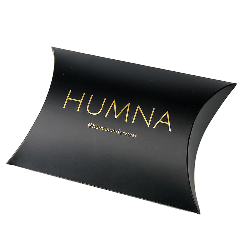 Matte Black Gold Foil Pillow Box