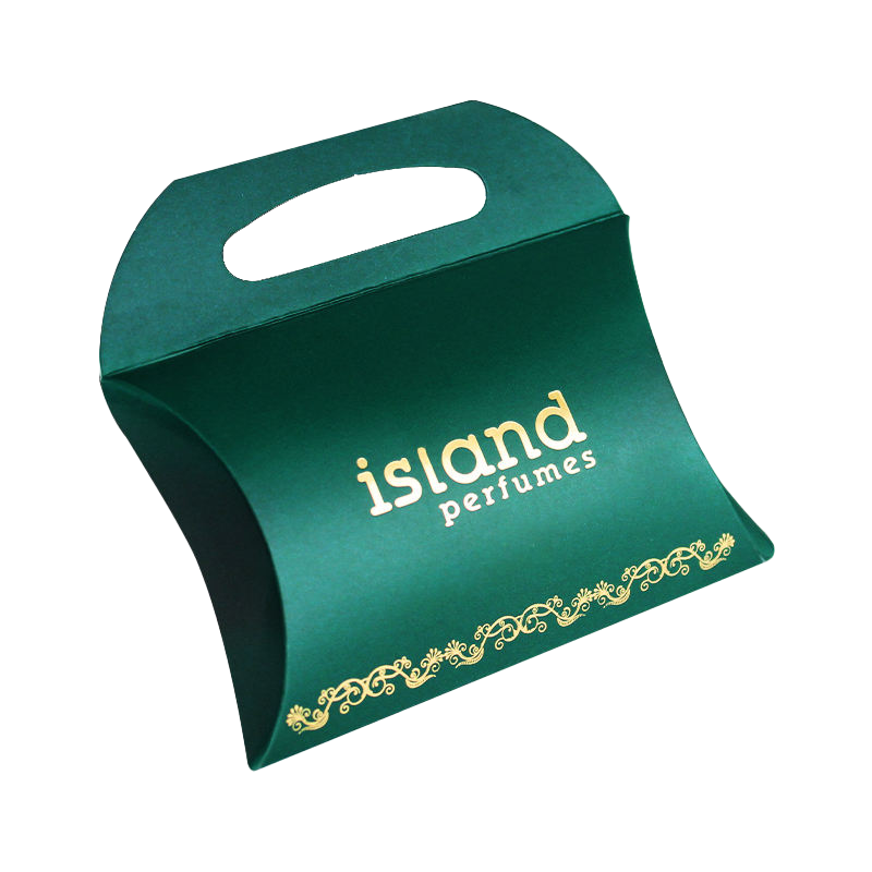 Green Pillow Box with Die-Cut Handle