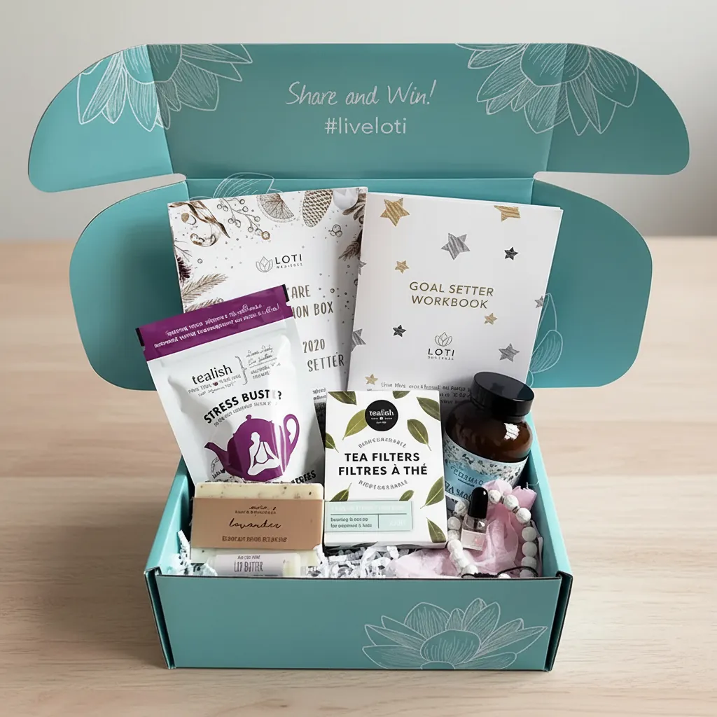 Teal Printed Corrugated Mailer for Wellness Kits