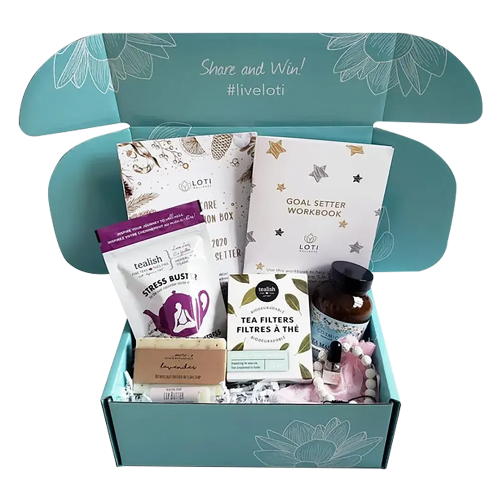 Teal Printed Corrugated Mailer for Wellness Kits