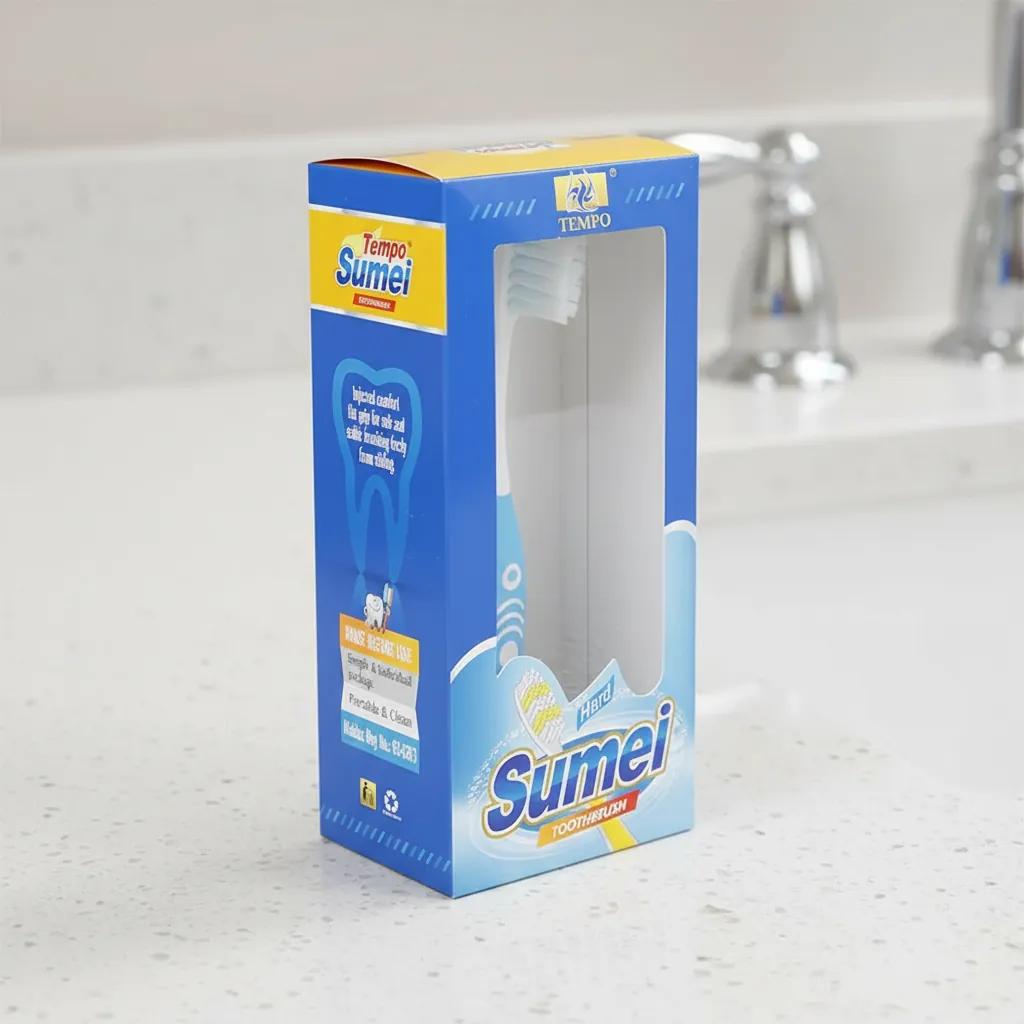Blue Vertical Window Toothbrush Packaging Box 1